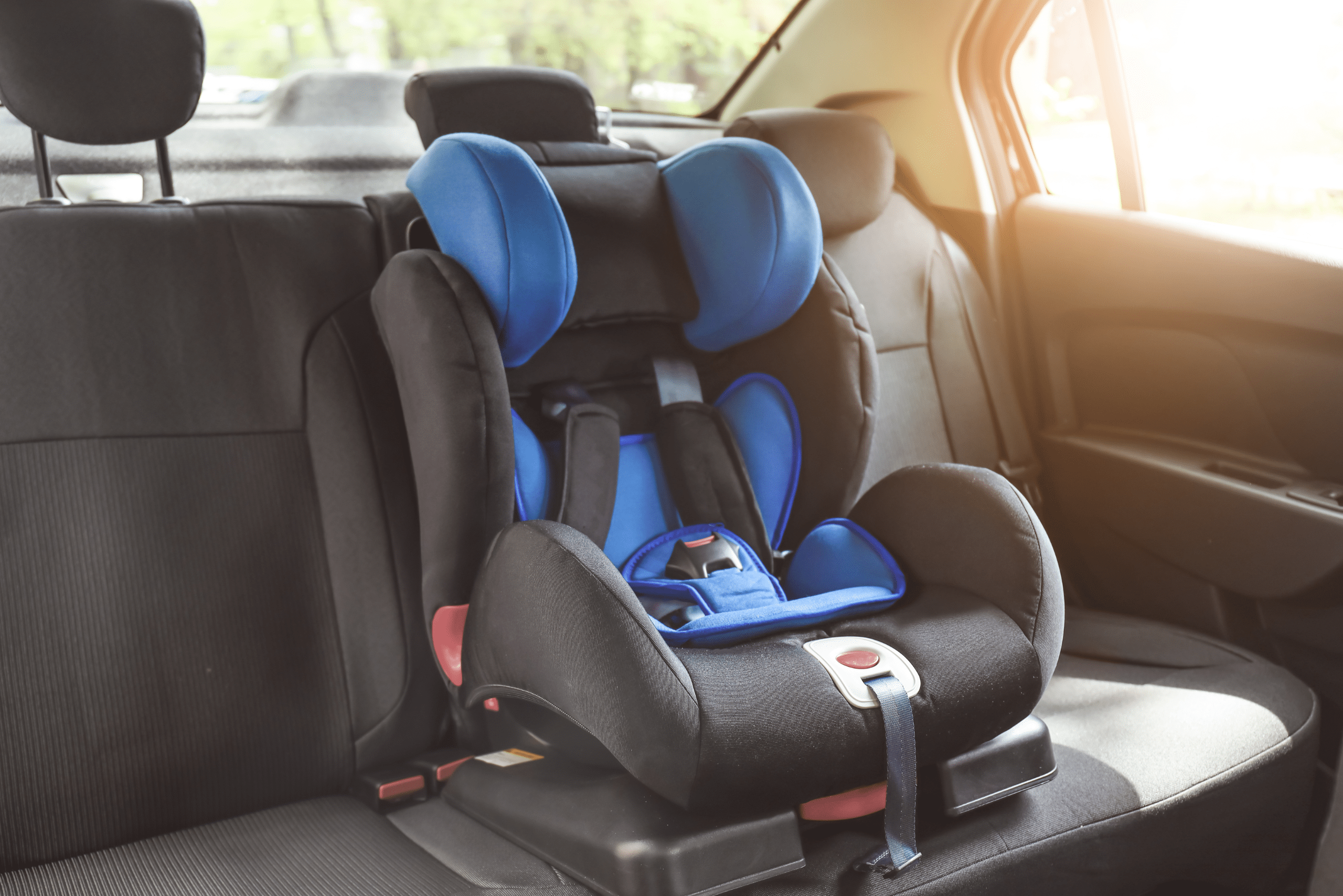 Car seat for a child in a car.