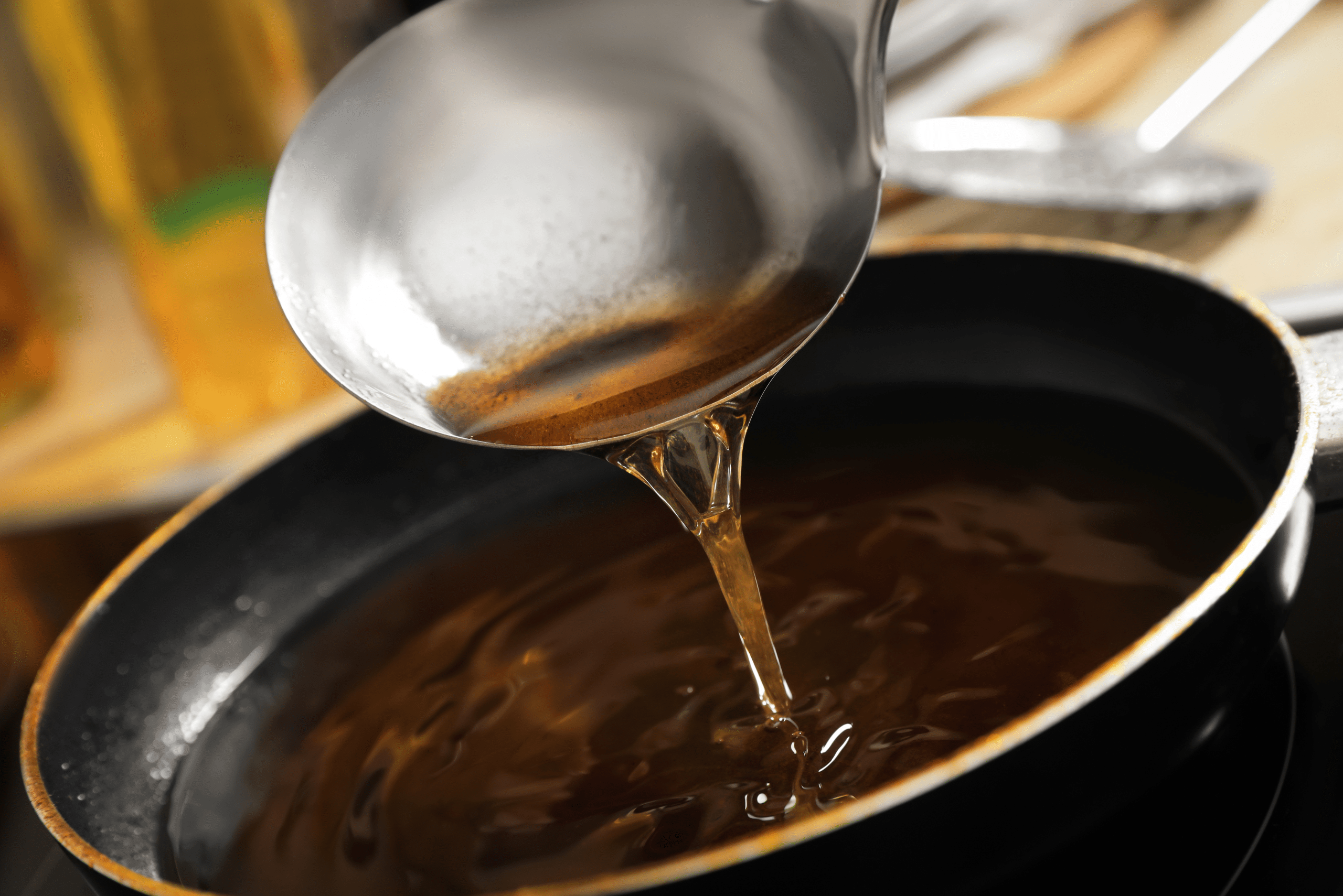 Cooking oil in a pan.