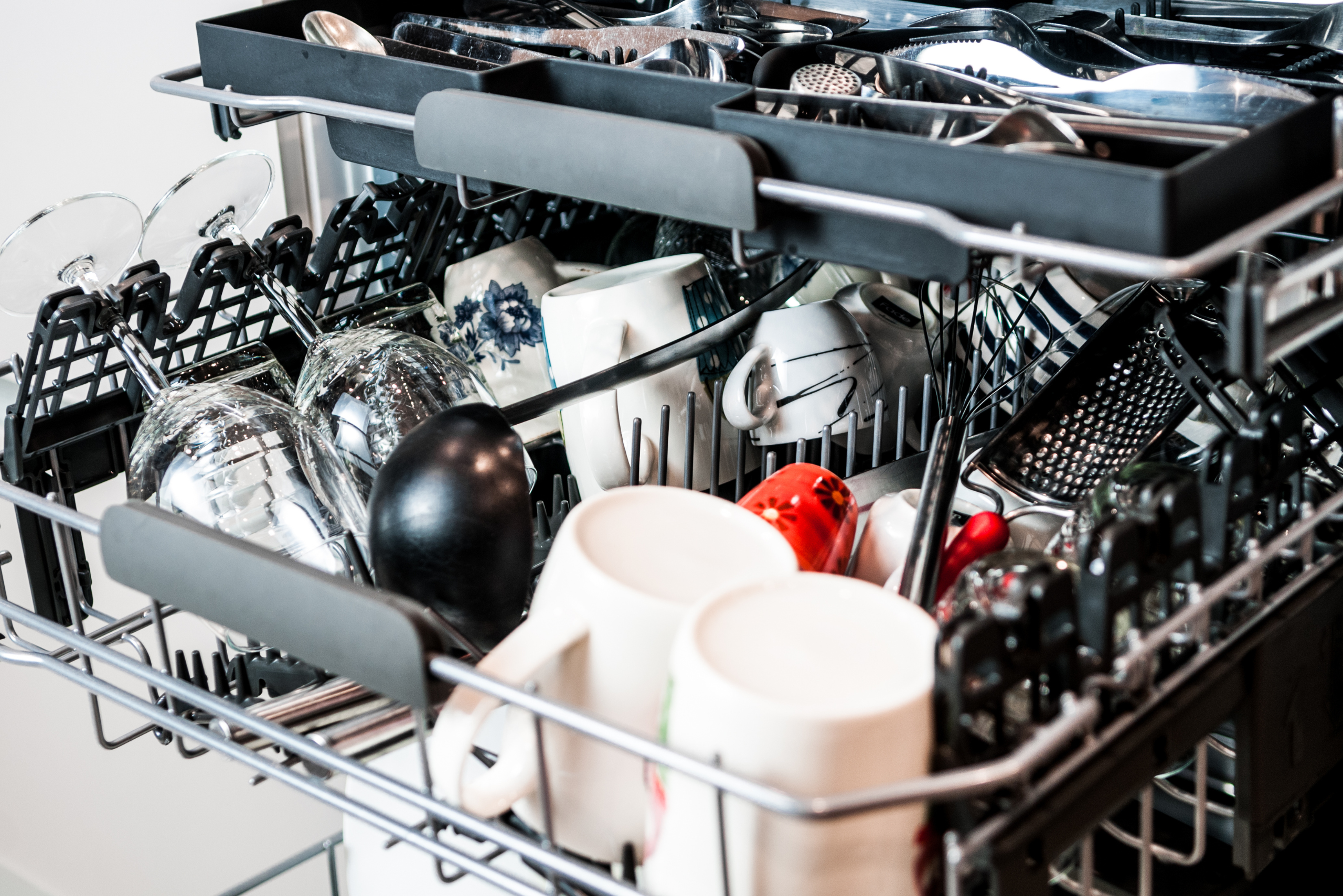 Top rack of a dishwasher.