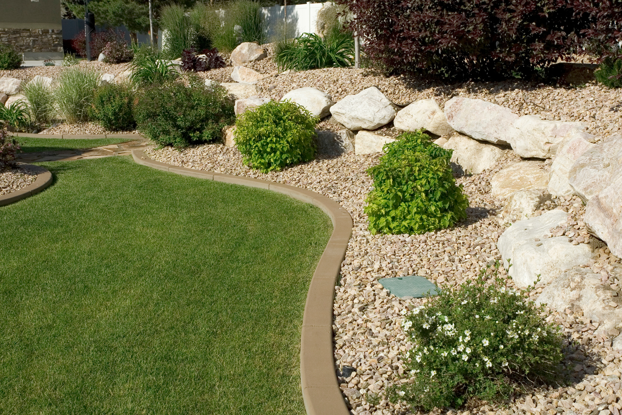 Hardscaping of a house's front yard.