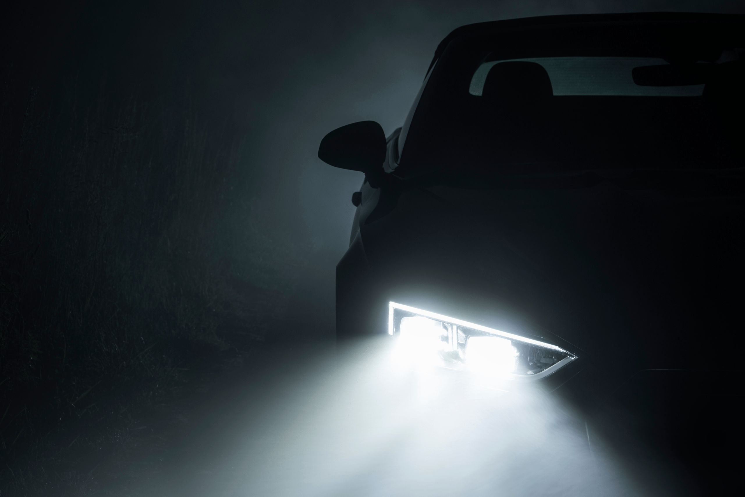 Car's headlights at night.