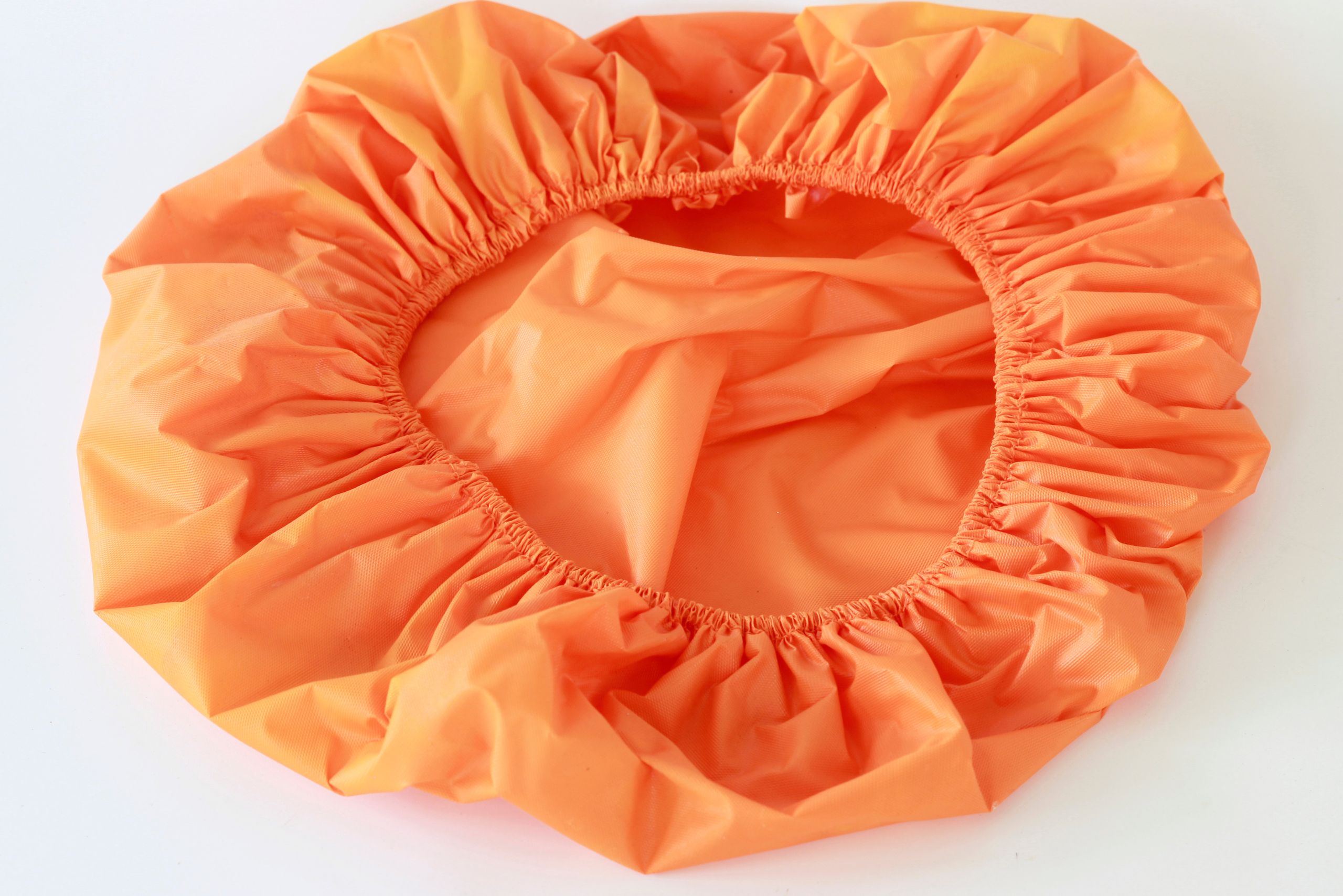 Orange shower cap.