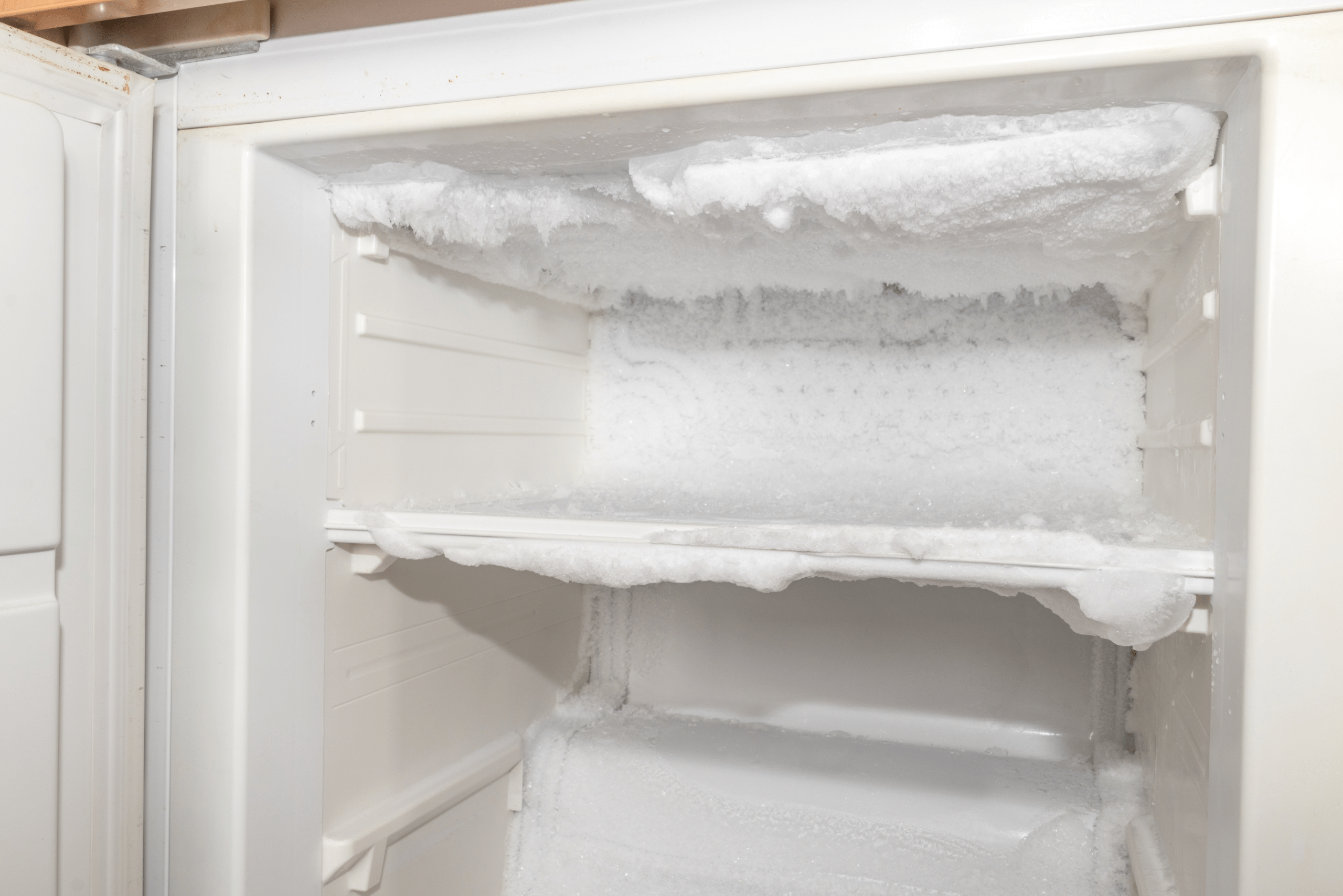 Frozen fridge freezer.