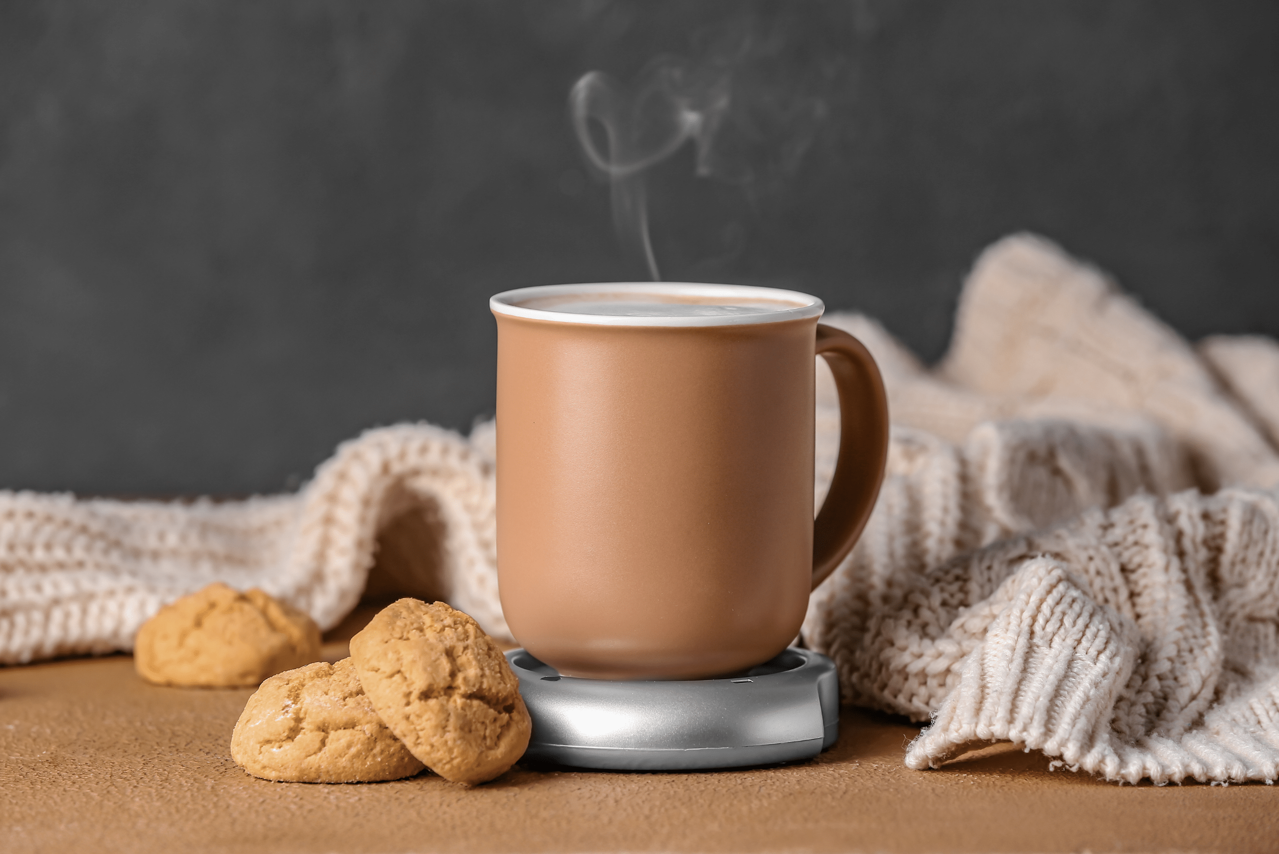 Coffee mug on a warmer.