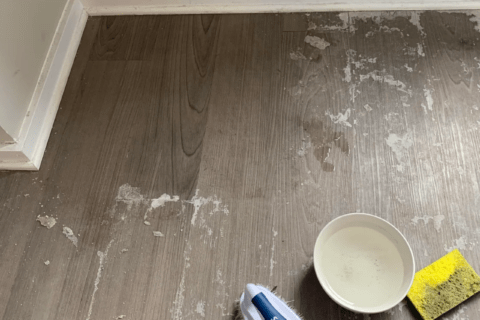 Salt streaks on wooden floor.