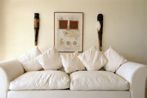 White fabric couch.