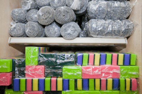 Sponges and steel wood stored.