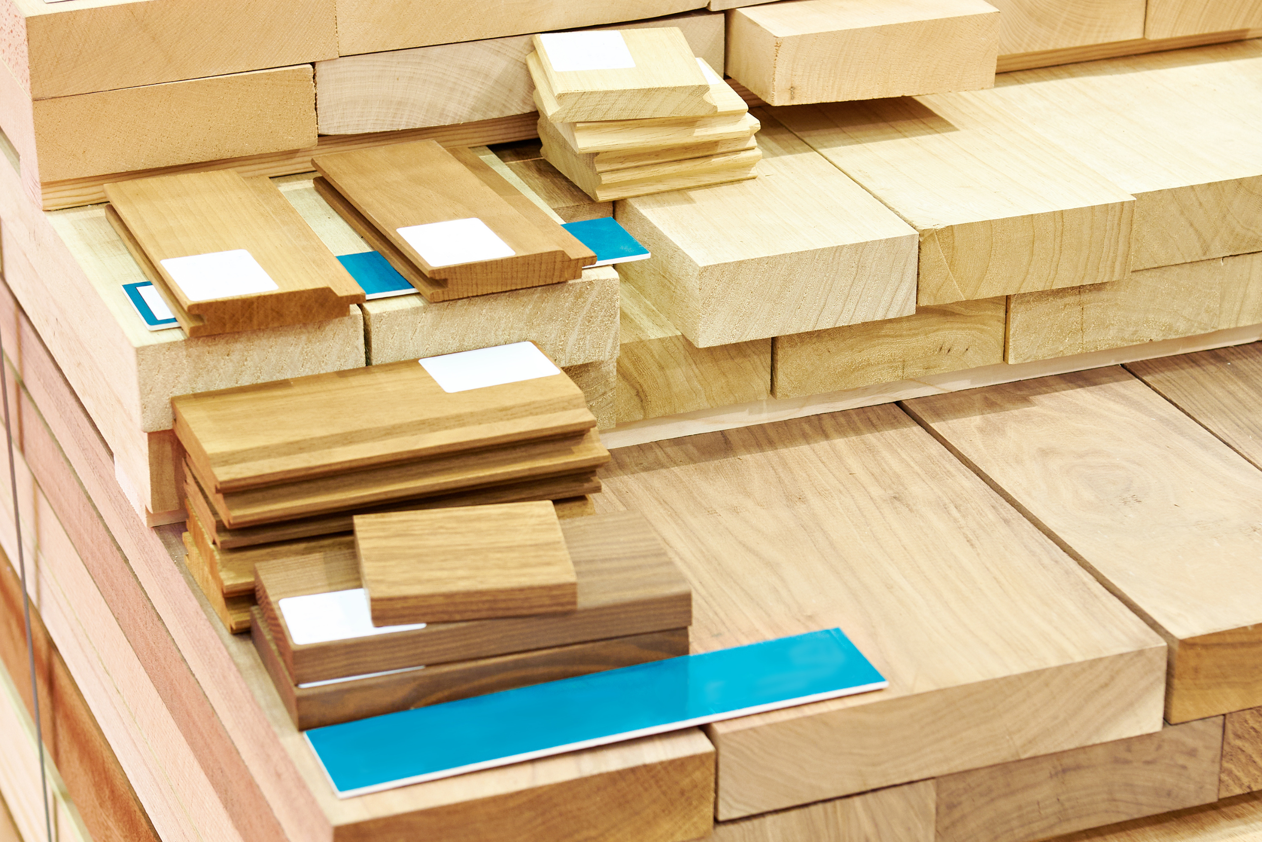 Samples of hardwood flooring.