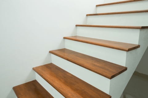 Wood stairs.